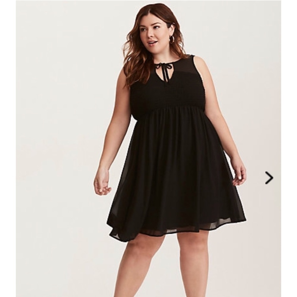 Black chiffon smocked tank dress